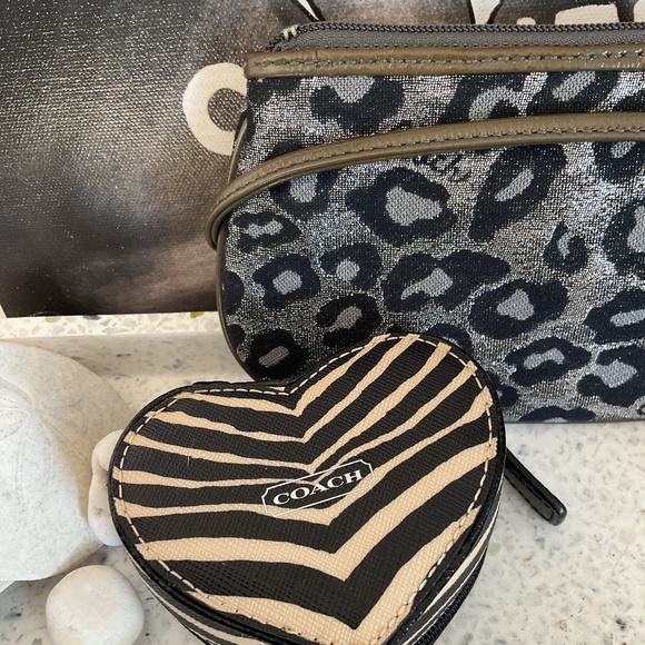 Coach Animal Print Bundle! New metallic wristlet, pouch, bag/Jewelry trinket box - Picture 2 of 15